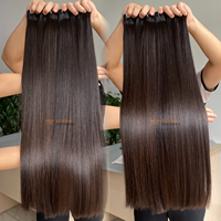 Precio al por mayor en mechones de trama de cabello humano vietnamita virgen Remy negro liso Natural 100% y cierre tipo de cabello indio