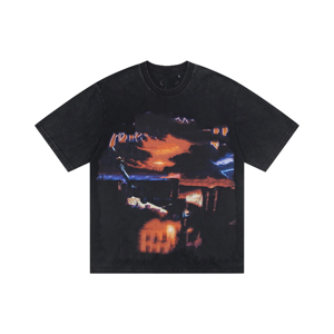 เสื้อยืดพิมพ์ลายสกรีนลายการ์ตูนสไตล์เรโทรลำลองผ้าฝ้าย 280 กรัม แนวฮิปฮอปอเมริกันแบบครอส-บอร์เดอร์ แขนสั้น ระบายอากาศได้ดี - Product Image 3