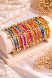 Kashmiri Jhumki <b>Bangles</b> <b>Set</b> Bridal Wedding Party Wear Premium Wholesale Price Women Hit Luxury Kashmiri Churiyan - Product Image 2