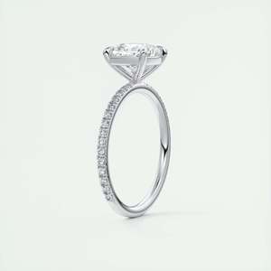 Bague de fiançailles Harper Pave avec diamant de laboratoire taille coussin de 2,25 carats, sertie à la française en or blanc 14 carats - Product Image 1