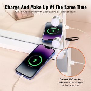 Luci per Specchio da Trucco Hollywood con 15 Lampadine Dimmerabili, 3 Modalità di Illuminazione, Specchio da Tavolo con Ingrandimento 5X Rimovibile - Product Image 6
