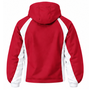 Red White Hooded Tracksuit Set Full Zip <b>Jacket</b> Matching <b>Straight</b> Pants Custom Team Training Athletic Sportswear Two Piece Set - Product Image 4