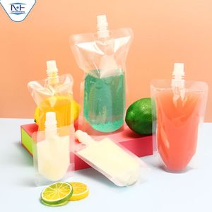 Pochettes à Boissons Transparentes de Haute Qualité en PET+PE Recyclable, Imprimées par Gravure, avec Bec Verseur, 100ML/150ML/250ML/500ML, Sachets Doypack pour Eau - Product Image 1