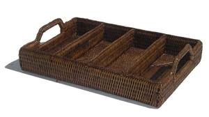 Opciones de forma rústica Bandeja de servicio de ratán redonda y rectangular con asa Tamaños y colores personalizables sostenibles para almacenamiento - Product Image 4