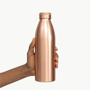 Bouteille d'eau en cuivre pur, anti-fuite, bienfaits ayurvédiques pour la santé, gourde de yoga, sans BPA, récipient en cuivre sans soudure, 1000 ml/34 oz - Product Image 3