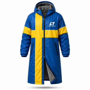 Chaqueta Parka Personalizada con la Bandera de Suecia, Impermeable, Cortavientos, Forrada de Forro Polar, con Capucha, Abrigo Largo para Natación, Surf y Deportes al Aire Libre - Product Image 2