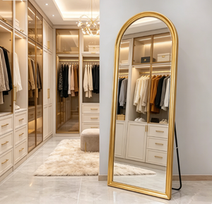 <b>Arched</b> Floor <b>Mirror</b> <b>Full</b> <b>Length</b> Body <b>Mirror</b> Aluminum Alloy Frame Glass Panel Decorative Standing <b>Mirror</b> for Bedroom Living Room - Product Image 6