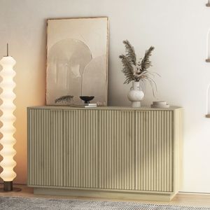 Credenza Moderna in Legno con Ripiani Regolabili, Grande Buffet e Consolle con Finitura Scanalata - Product Image 2