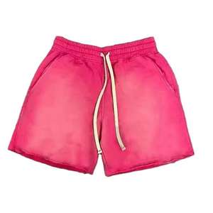 Shorts pour hommes en coton 100% French Terry Fleece, délavés à l'acide, personnalisables, effet soleil, style vintage High Street - Product Image 2