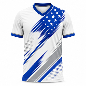 Camiseta de Fútbol Sublimada con la Bandera de EE. UU. Personalizada para Hombre, de Secado Rápido, Absorbe la Humedad, Poliéster, Patriótica, Deportiva, Venta al Por Mayor para Equipos - Product Image 5