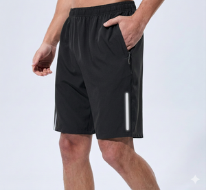Shorts d'entraînement décontractés pour hommes, ajustables, anti-transpiration, taille élastique mi-haute, motif uni, légers - Product Image 6
