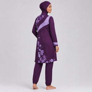 Modest Burkini Set for Women Comfortable Casual Muslim Swimwear with Full Coverage Long Sleeve <b>Top</b> Swim Pants Modest Burkini Set - Product Image 4
