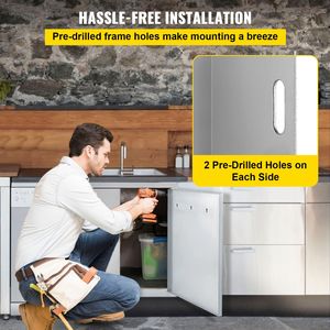 Porta d'accesso a doppia anta in acciaio inox spazzolato 24W x 24H per cucina esterna, isola barbecue e accessori per grill - Product Image 5