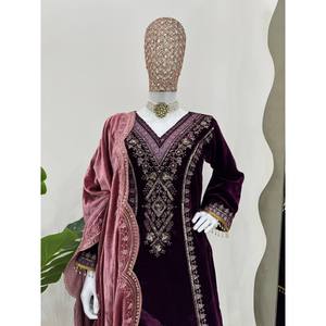Conjunto de traje de talla XL para fiesta con hilo de borde de encaje y secuencia para un aspecto elegante - Product Image 3