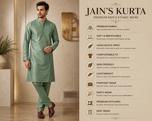 CHOHAN TEXTILE <b>Men's</b> Green Silk Cotton Kurta <b>Pajama</b> <b>Set</b> Regular Fit Knee-Length Traditional Ethnic Wear Sun Protection Party - Product Image 5