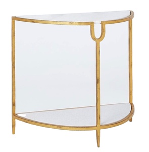 Table console Table d'appoint moderne en verre métal en or Home TV décoration de chambre à coucher décorative Table basse et Console en fer - Product Image 1