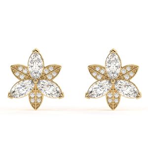 <b>Cute</b> Marquise Cut Moissanite Floral Stud <b>Earrings</b> for Women - Product Image 4