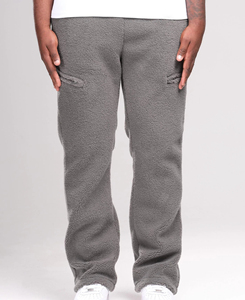 Pantalon droit en molleton gris taille XL, taille mi-haute, fermeture élastique, décontracté, longueur intégrale, couleur unie, 100 % polyester, pour l'hiver 2026 - Product Image 1