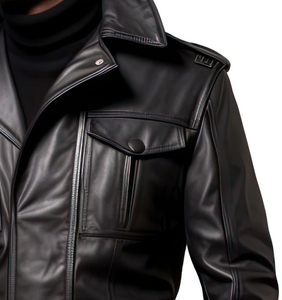Wholesale Genuine <b>Leather</b> Long Coats for <b>Men</b> Premium Black Winter Outerwear Slim Fit Trench Style <b>Jacket</b> - Product Image 4