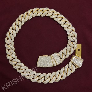 Exquisita Cadena Cubana Miami de Oro Amarillo de 14K con Moissanita de Corte Brillante de 23MM, Joyería de Lujo Iced Hip Hop para Hombre y Mujer, Certificación IGI - Product Image 6