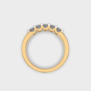 Anillo de Media Banda con 5 Diamantes Redondos Brillantes de Laboratorio, Calidad IGI D-E-F VVS-VS, Oro 14K, Oro Rosa, Oro Blanco, Plata, Inventario B2B - Product Image 3