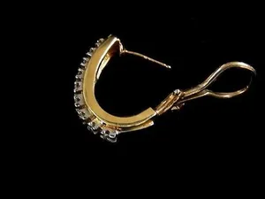 Tishya Diamond Moissanite <b>Hoop</b> Earrings 925 Sterling <b>Silver</b> Gold Plated Classic Single Row Diamond Look Women Jewelry 4.5gm - Product Image 3
