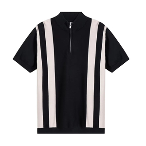 T-shirts à col zippé pour hommes, coupe décontractée, manches courtes, sport, été, haute qualité, col polo, impression personnalisée - Product Image 1