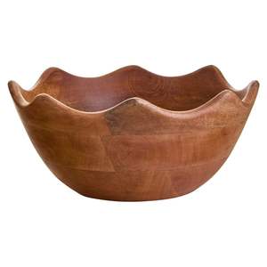 Bol en bois rond durable en gros |   Bol de service en bois de manguier émaillé de qualité alimentaire, décoration de cuisine, bol en bois artisanal - Product Image 2