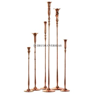 Geometric Brass <b>Candlestick</b> Holder Set With <b>White</b> Base for Home Decoration Durable Metal Design From India In Impressive Price - Product Image 5