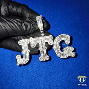 Luxury " JTG " Pendant With Lab Grown Diamond Hip Hop Chain Personalized Letter <b>Necklace</b> For Men Women - Product Image 1