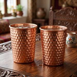 Hammered Copper Straight Cup Insulated Metal Mug for Drinking Kitchen Use - Product Image 5
