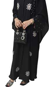 Best Luxurious Women Kaftan Abaya Dress Handmade Turkish Floor Length Long Sleeve Soft Breathable Polyester Floral Loose Fit - Product Image 2