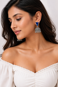Pendientes Colgantes Clásicos al por Mayor con Baño de Plata Oxidada, Engaste de Bisel, Topacio, Perla de Imitación, Diseño Antiguo, Tradicionales para Mujer - Product Image 2