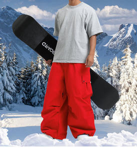 Pantalon de ski cargo rouge imperméable pour homme, coupe ample, jambe large, isolation synthétique, avec poches et fermeture boutonnée - Product Image 3