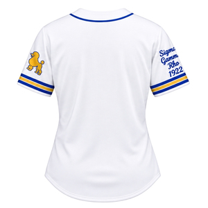 Camiseta Deportiva Personalizada de Béisbol para Mujer, con Bordado de la Hermandad Griega Sigma Gamma Rho, con Botones al Frente, Ropa al Por Mayor - Product Image 2