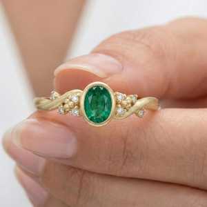 แหวนมรกตธรรมชาติแท้ รับรองคุณภาพ เงินแท้ 925 ชุบทอง 14K สำหรับหมั้น แต่งงาน หรือเป็นของขวัญประจำเดือนพฤษภาคม - Product Image 6