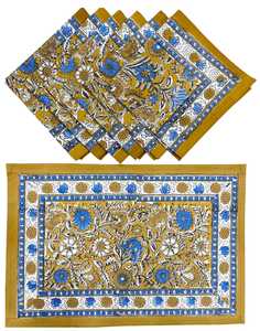 Ensemble de 6 sets de dessous-de-plat en coton imprimé à la main, motifs floraux, dessous-de-plat indiens faits à la main en coton - Product Image 3