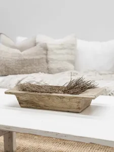 Plateau vintage en bois Khaliya, polyvalent, pour serviettes de salle de bain, fruits secs, bougies, verres, présentoir à fleurs, style ferme, maison, hôtel - Product Image 6