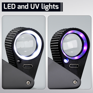 แว่นขยายแบบชาร์จได้ 10 เท่า คุณภาพสูง พร้อมไฟ LED 6 ดวง และไฟ UV สำหรับนักสะสม นักตรวจสอบอัญมณี และช่างอัญมณี (OEM) - Product Image 3