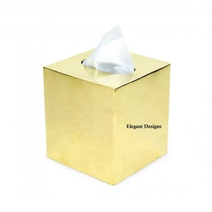 Boîte à mouchoirs en cuivre plaqué, pour fête et décor d'événements, boîte de mouchoirs martelée, forme carrée, économique - Product Image 3