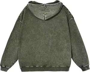 Sweat à capuche personnalisé épais délavé à l'acide, style vintage oversize streetwear, unisexe, 100% coton, épaules tombantes, effet délavé minéral - Product Image 2