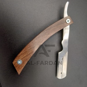 Navaja de afeitar de barbero con mango de madera 100% natural, cuchilla recta intercambiable de un solo filo, tipo Shavette turco - Product Image 4