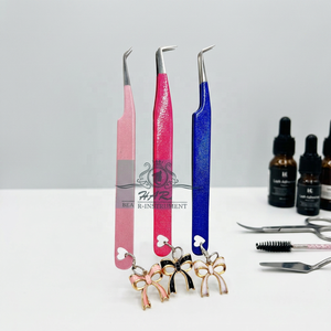 Pince à cils en acier inoxydable 90° et 45° avec porte-clés en forme de nœud, pince à cils avec breloques, outils pour extensions de cils - Product Image 5