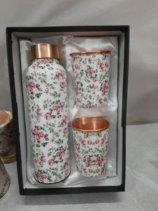 Minimalist Design <b>Water</b> <b>Bottle</b> <b>With</b> 2 Glass Set Standard Box Packed 100% Copper <b>Adults</b> Daily Drinking <b>Water</b> <b>Bottle</b> Made in India - Product Image 4