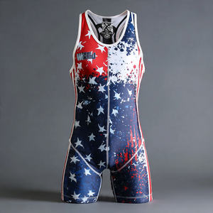 Maillot de lutte américaine personnalisé pour homme, sans manches, col carré, imprimé, pour entraînement de musculation - Product Image 6