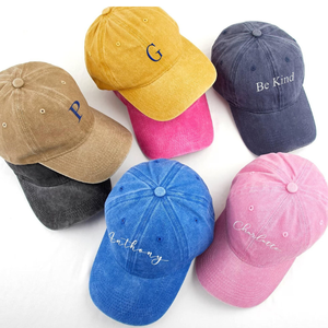 Vente en gros hommes femmes chapeau personnalisé 3D broderie logo casquettes de baseball rétro vintage 6 panneaux denim tissu non structuré papa chapeau - Product Image 2