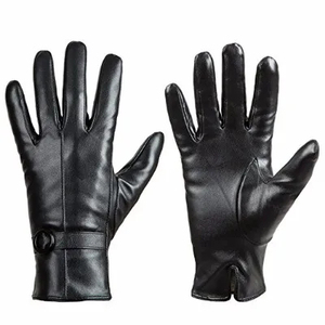 Gants de conduite unisexes en cuir de mouton noir de qualité supérieure avec sangle de poignet réglable pour une conduite confortable et un usage extérieur élégant - Product Image 2