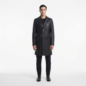<b>Men's</b> Cyberpunk Leather Car <b>Coat</b> Premium Lambskin <b>3</b>/<b>4</b> <b>Length</b> Outerwear Custom Neon Embroidery OEM Sialkot Manufacturer - Product Image 1