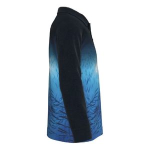 INDEX Men's <b>Long</b> <b>Sleeve</b> Fishing Shirt Sublimation Print UPF 50 Quick Dry <b>Blue</b> Fish Pattern Polo <b>Top</b> - Product Image 2