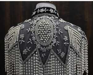Luxury MIYOMIDO Ivory Polyester Beaded Tassel Lace Capelet Intricate Embroidered Bridal <b>Cover</b> <b>up</b> for <b>Wedding</b> In-Stock - Product Image 3